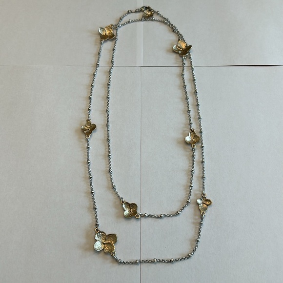 Two Tone Flower Necklace - Picture 3 of 4